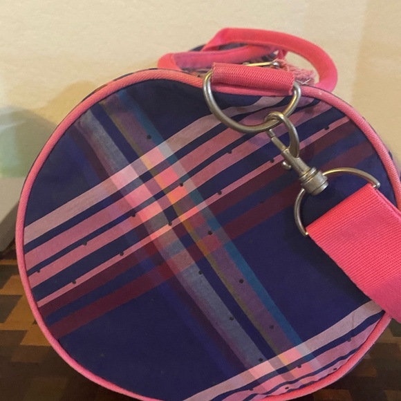 Vintage Tommy Hilfiger 13”x10”Plaid Academia Duffle Crossbody Bag Pink Blue - Picture 11 of 16